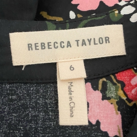 Rebecca Taylor Black Floral Peplum Blouse - Picture 4 of 5